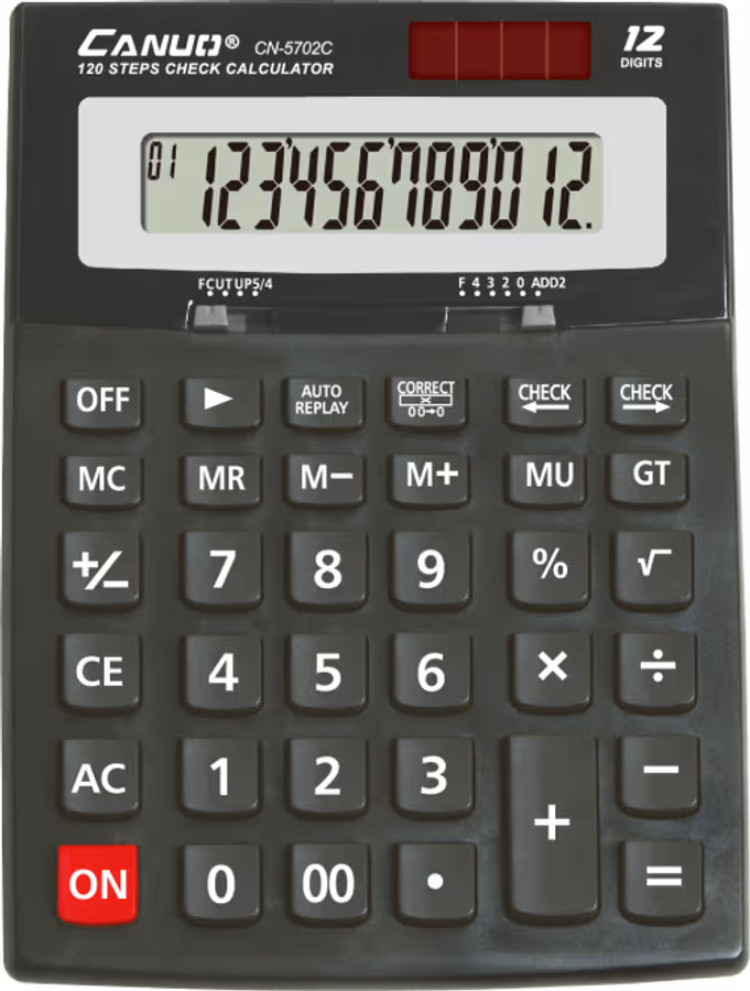 Electronic Calculator - 120 Steps - 12 Digits Check Correct Dual power Solar & battery