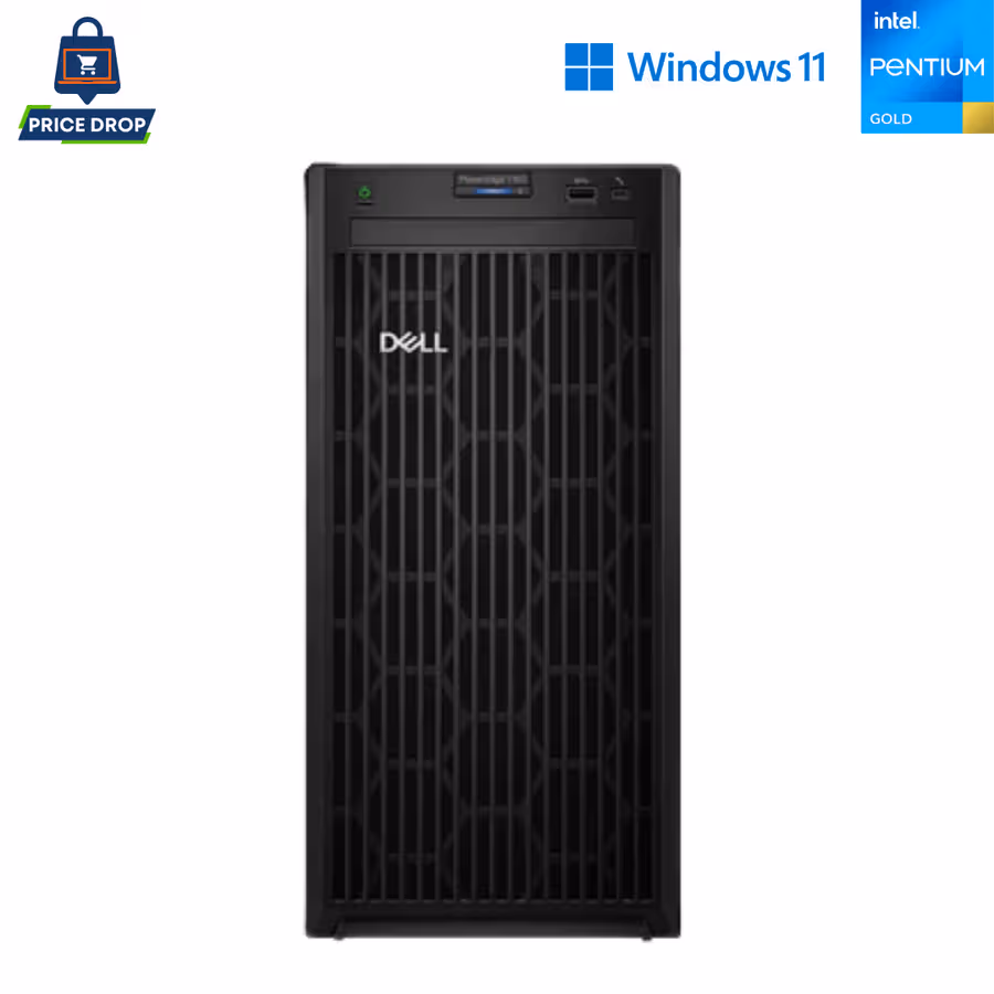 Dell PowerEdge T150 4U Tower Server – Pentium Gold G6405T – 8GB DDR4 – 3 × 2TB SATA – PE...