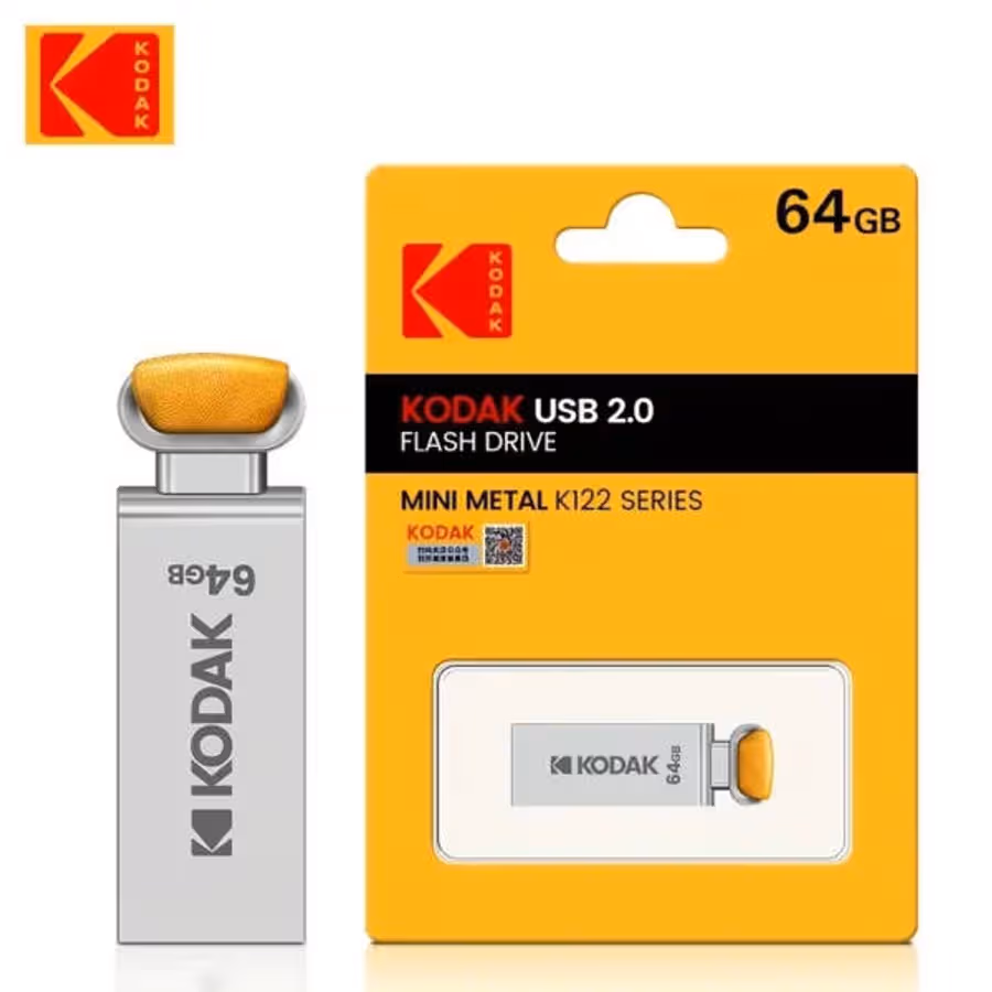 Kodak USB 2.0 Flash Drive 64GB with Leather Button High-Speed Data Transfer