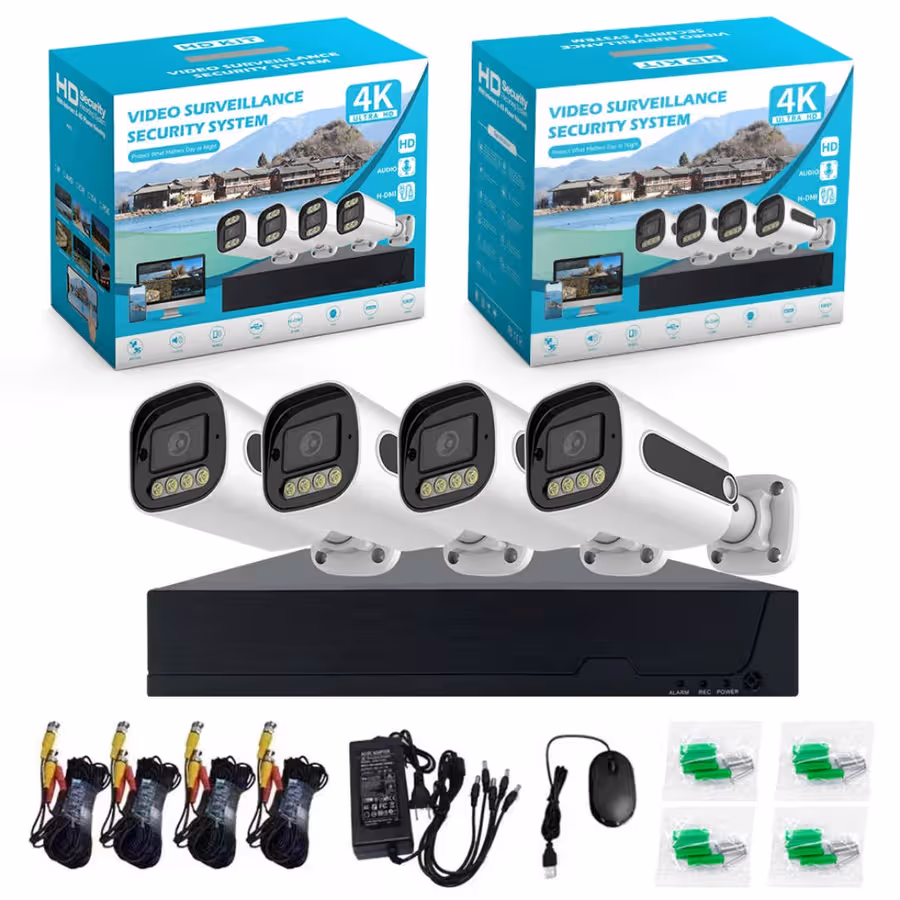 4 Channel H265 AHD DVR Kit Surveillance Camera High Definition Outdoor Security CCTV System