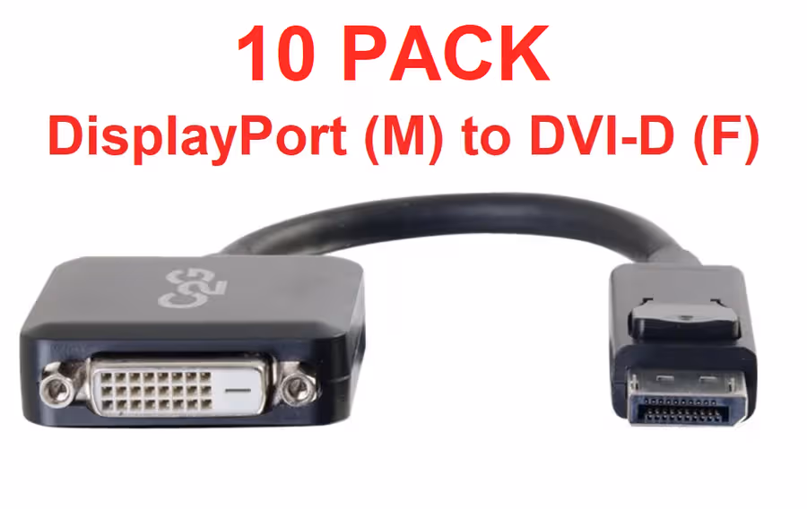 10 Pcs x DisplayPort to DVI-D Active Cable Adapter Converter DisplayPort (M) to DVI-D (F)