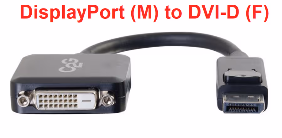 DisplayPort to DVI-D Active Cable Adapter Converter DisplayPort (M) to DVI-D (F)