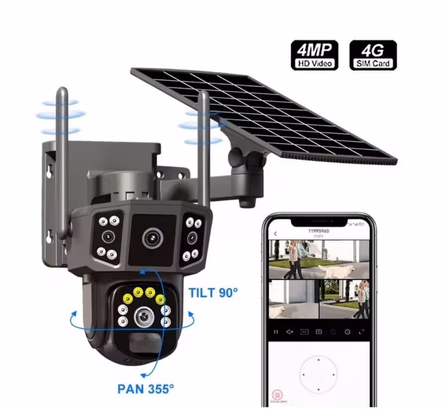 3in1 wifi SolarOutdoor CCTV Camera 2 Lens 3 Screen 2K Resolution