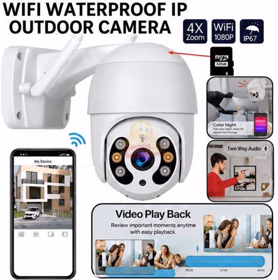 Waterproof Outdoor WIFI IP Camera with V380 PRO App