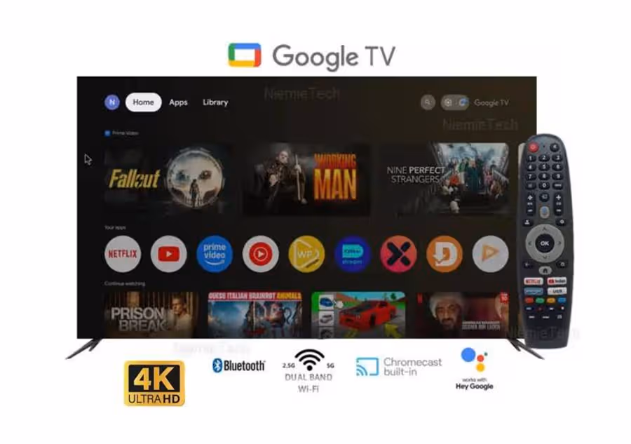 Lexuco 65-inch Borderless 4k Google/Netflix Certified Smart TV 3 x HDMI Wi-Fi 5G & 8GB Rom 2GB Ram
