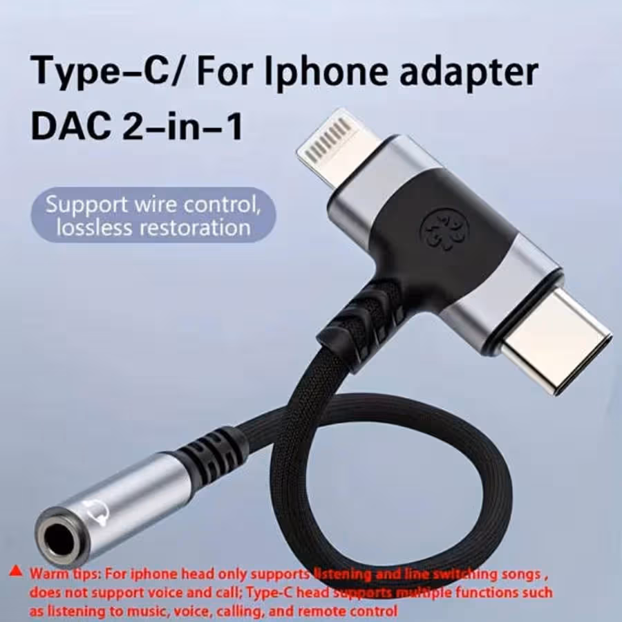 RUXIN 2-in-1 Type-C to 3.5mm Headphone Adapter with DAC