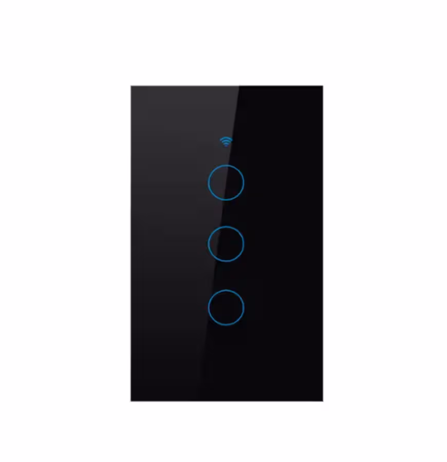 Smart Wi-Fi Light Switch 3 Gang Black - works with or without neutral - with 2 way switching -Tuya
