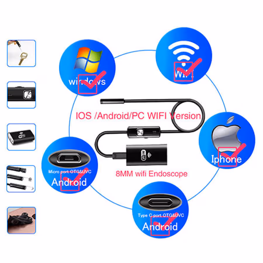 **High Quality Endoscope Borescope 2meter wifi Camera for iphone android PC & MAC 1280X720 pixels