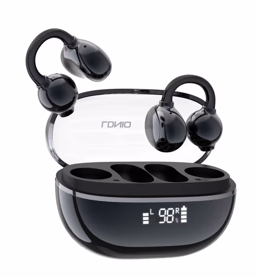 LDNIO. T08 Wireless Open Ear Earbuds, Bluetooth 5.4, Ear Clip Design, Touch Control, Noise Reduction