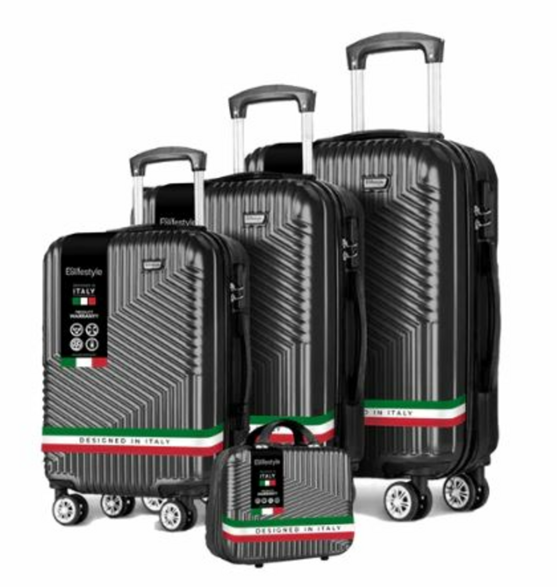 Eco Roma 4 Piece Spinner Suitcase Set Black